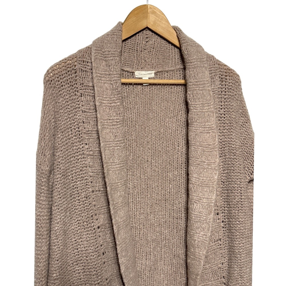 Garnet Hill Cashmere-Blend Bouclé Cardigan Shawl Collar Sweater Women's Sz Small